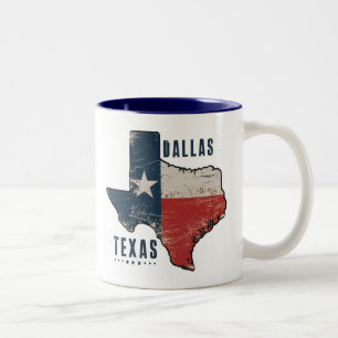 Dallas Texas State Map Flag Two-Tone Coffee Mug