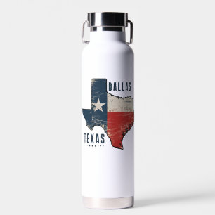 Dallas Texas State Map Flag Water Bottle