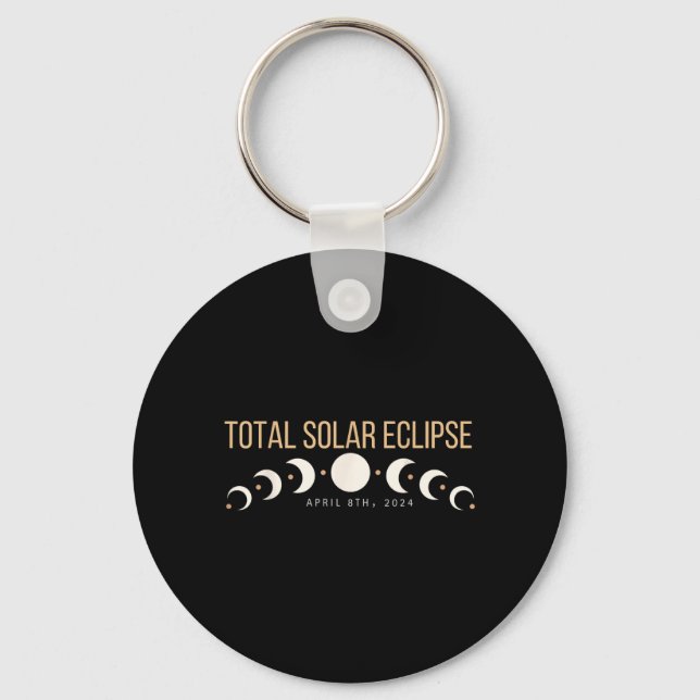 Dallas Texas Total Solar Eclipse 2024 April 8 Keychain (Front)