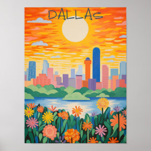 Dallas Texas Travel City Painting Aesthetic Poster