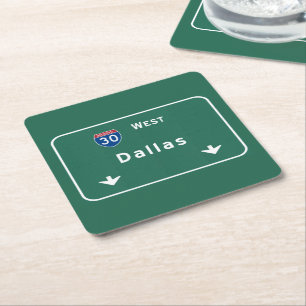 Dallas Texas tx Interstate Highway Freeway Road : Square Paper Coaster