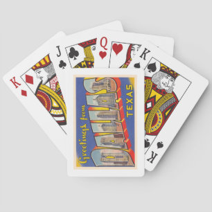 Dallas Texas TX Vintage Large Letter Postcard Playing Cards