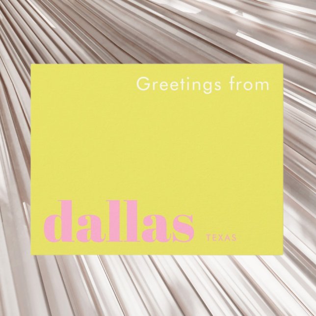 Dallas Texas typography pink Postcard (Creator Uploaded)
