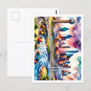 Dallas Texas US Famous Place watercolor Postcard