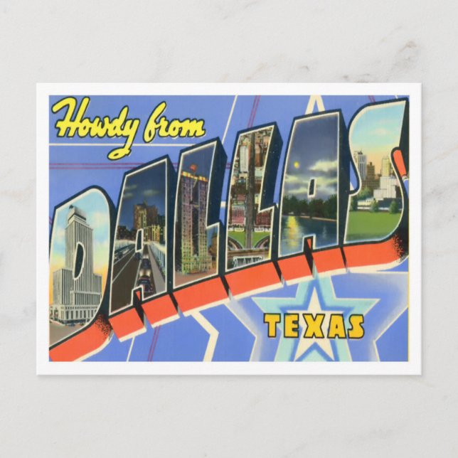 Dallas, Texas Vintage Big Letters Postcard (Front)