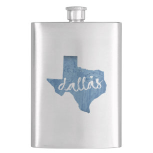 Dallas, Texas Wood Grain Hip Flask