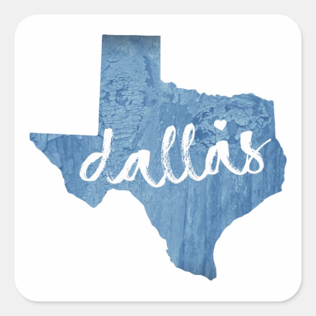 Dallas, Texas Wood Grain Square Sticker (Front)