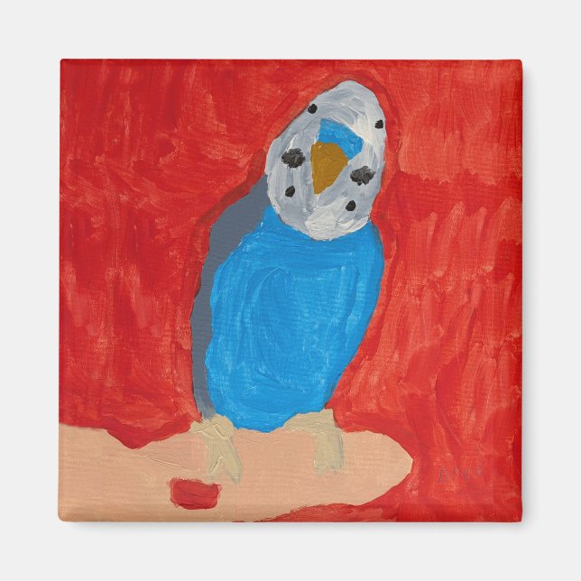 Dallas the Budgie Ceramic Magnet (Front)