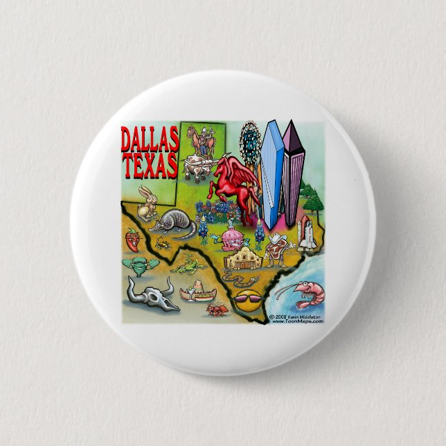 Dallas TX 2 Inch Round Button (Front)