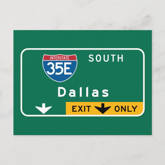 Dallas, TX Road Sign Postcard (Front)