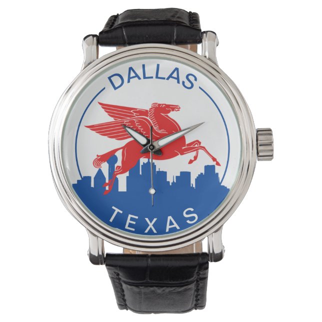 Dallas TX Wristwatch w/ skyline and Pegasus mascot (Front)