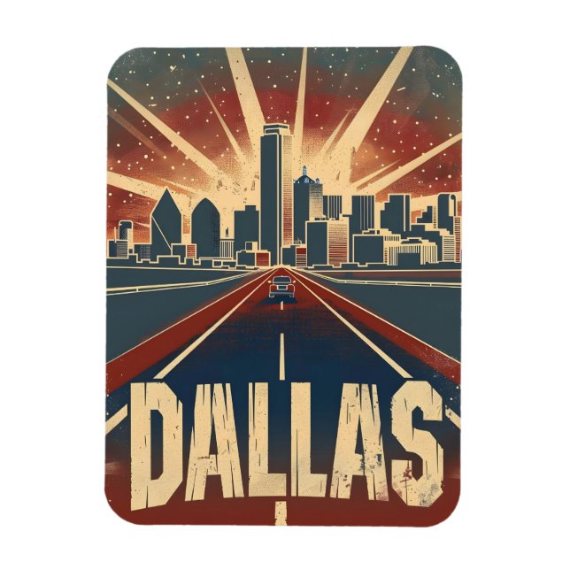 Dallas Vintage Travel Ad Art Magnet (Vertical)