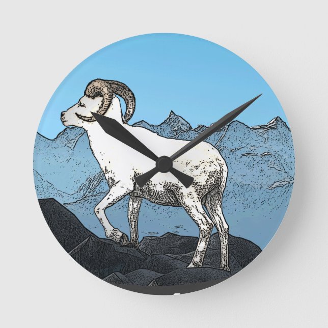 Dall's Sheep Round Clock (Front)