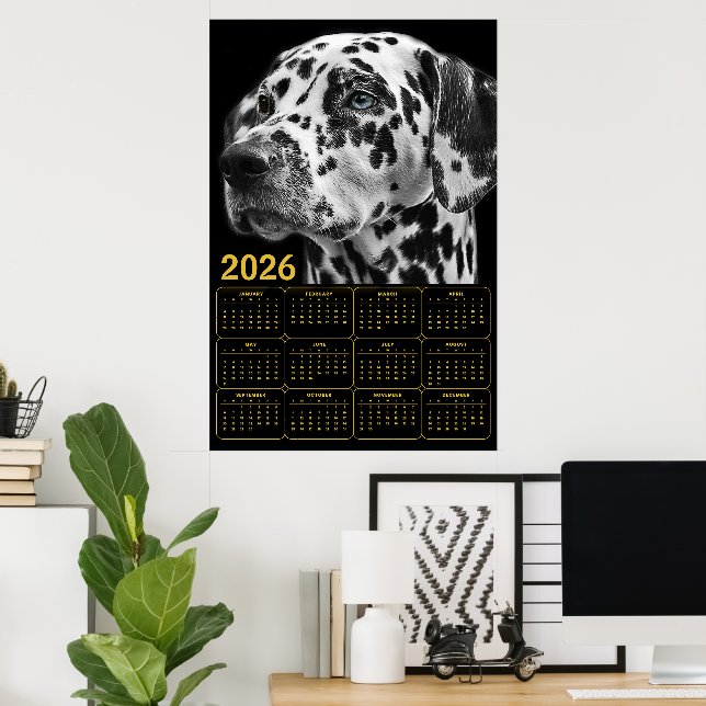 Dalmatian 2026 Calendar – Black & White Elegance Poster (Home Office)