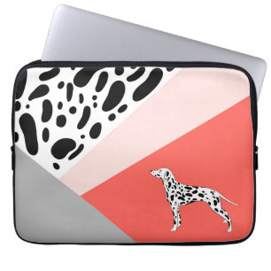 Dalmatian Abstract Block Print - Coral Pink Laptop Sleeve