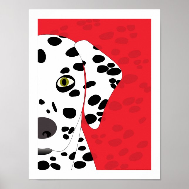 Dalmatian | Abstract Dog Art | Red, Black & White Poster (Front)