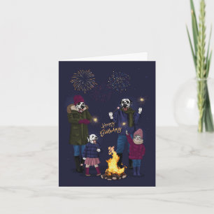 Dalmatian and Cat Family Firework Bonfire Night Card