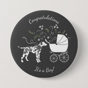 Dalmatian Baby Shower Dog Silhouette 3 Inch Round Button