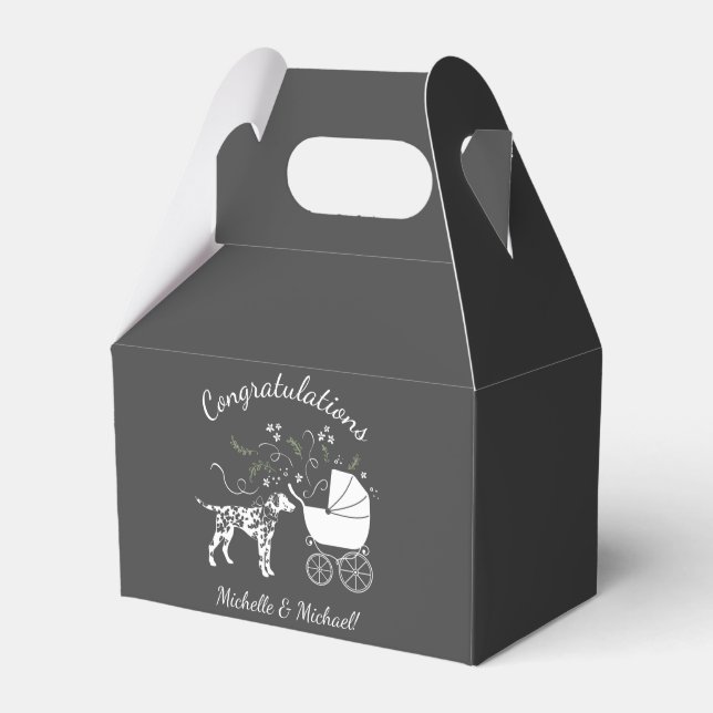 Dalmatian Baby Shower Dog Silhouette Favor Box (Front Side)