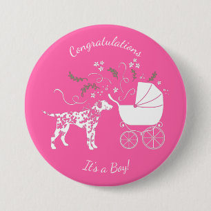 Dalmatian Baby Shower Puppy Dog 3 Inch Round Button