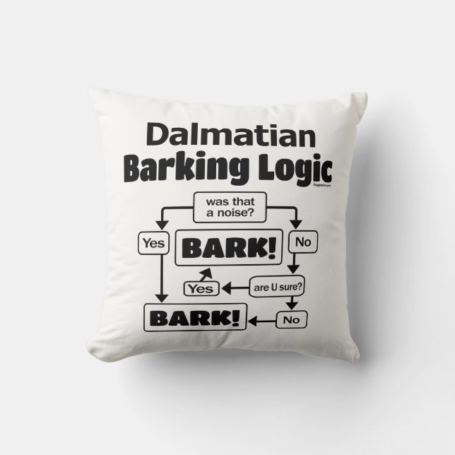 Dalmatian Barking Logic Throw Pillow (Front)