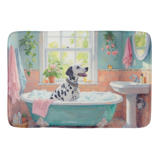 Dalmatian Bath Time Stylish Bathroom Decor Mat (Front)