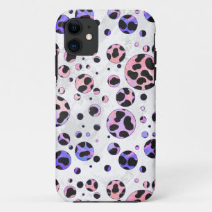 Dalmatian Black and Pink Polka Dot Print iPhone 11 Case