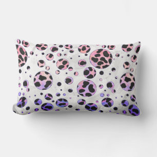 Dalmatian Black and Pink Polka Dot Print Lumbar Pillow