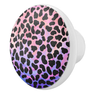 Dalmatian Black and Pink Print Ceramic Knob