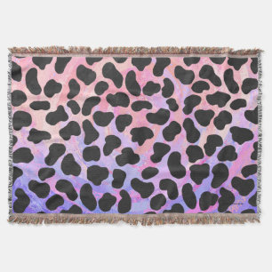 Dalmatian Black and Pink Print Throw Blanket