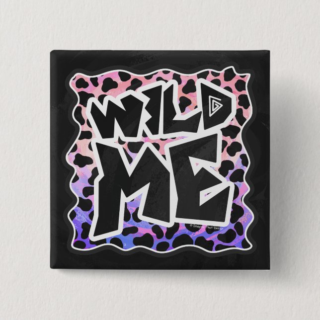 Dalmatian Black and Pink Wild Me 2 Inch Square Button (Front)