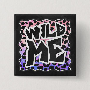 Dalmatian Black and Pink Wild Me 2 Inch Square Button