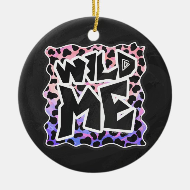 Dalmatian Black and Pink Wild Me Ceramic Ornament (Front)