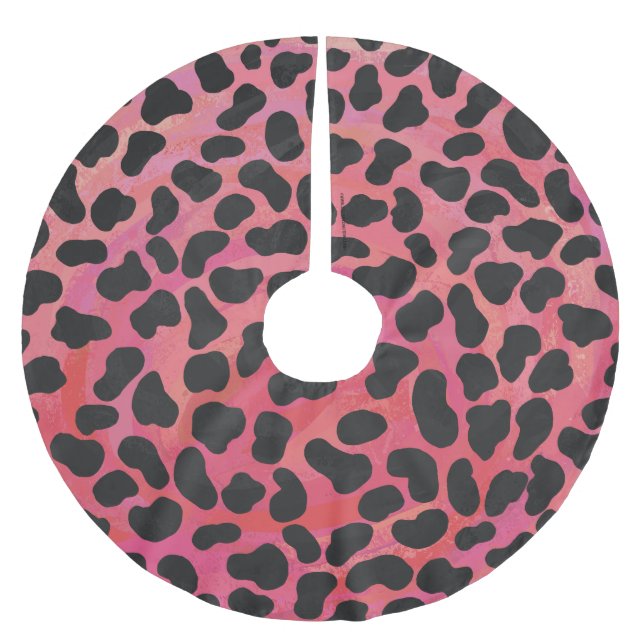 Dalmatian Black and Red Print Brushed Polyester Tree Skirt (Front)