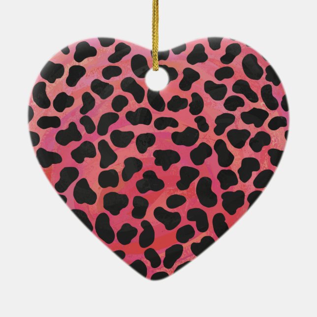 Dalmatian Black and Red Print Ceramic Ornament (Back)