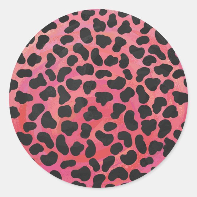 Dalmatian Black and Red Print Classic Round Sticker (Front)