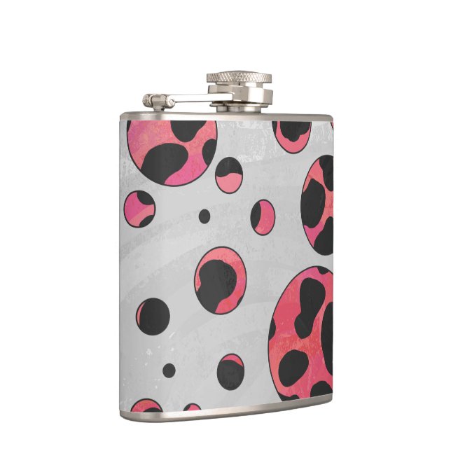 Dalmatian Black and Red with Polka Dots Hip Flask (Right)