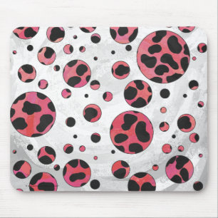 Dalmatian Black and Red with Polka Dots Mouse Pad