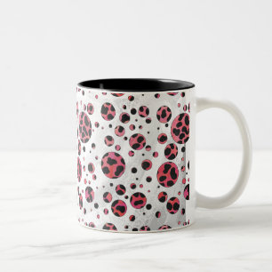 Dalmatian Black and Red with Polka Dots Two-Tone Coffee Mug