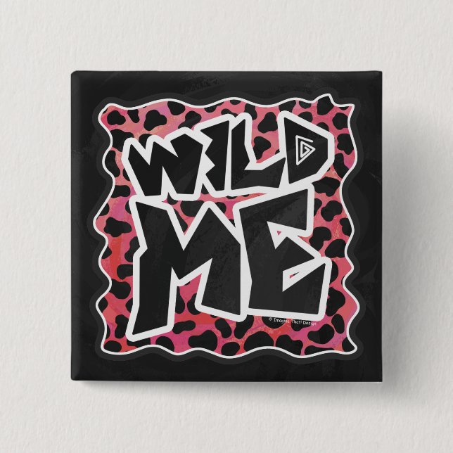 Dalmatian Black and Red with Wild Me 2 Inch Square Button (Front)