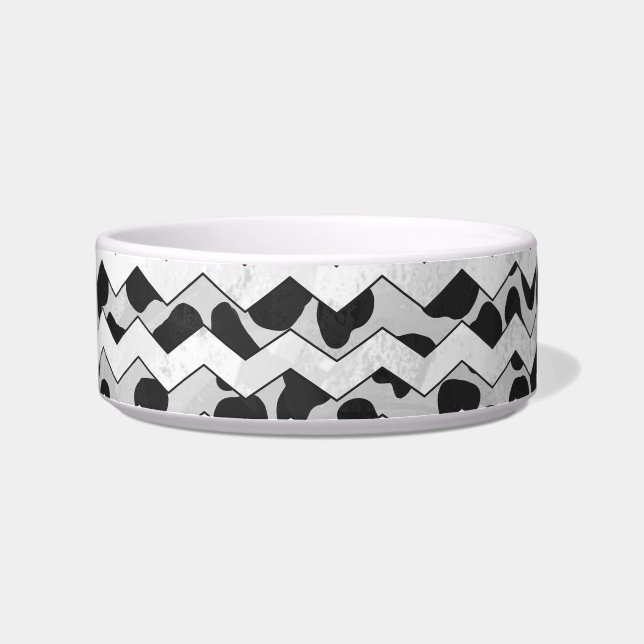 Dalmatian Black and White Chvron Bowl (Right)