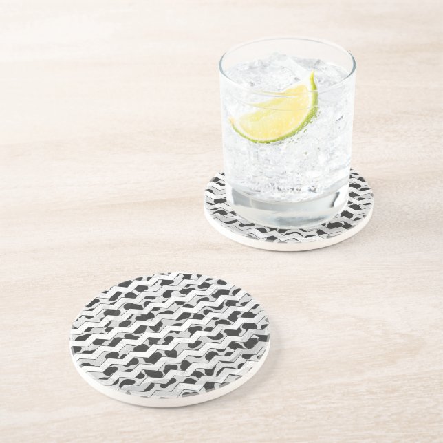 Dalmatian Black and White Chvron Coaster (Side)