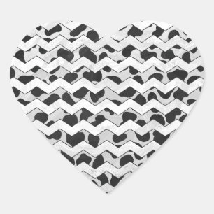 Dalmatian Black and White Chvron Heart Sticker