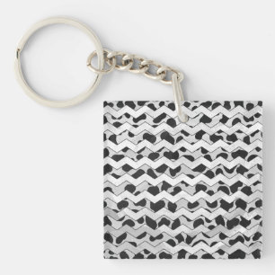 Dalmatian Black and White Chvron Keychain