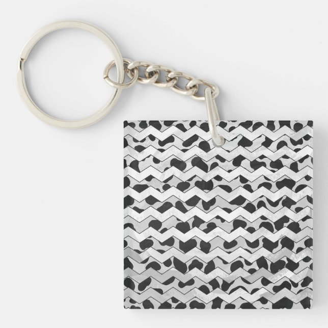 Dalmatian Black and White Chvron Keychain (Front)