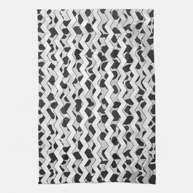 Dalmatian Black and White Chvron Kitchen Towel (Vertical)