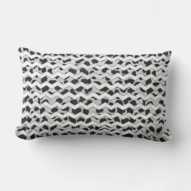 Dalmatian Black and White Chvron Lumbar Pillow (Front)