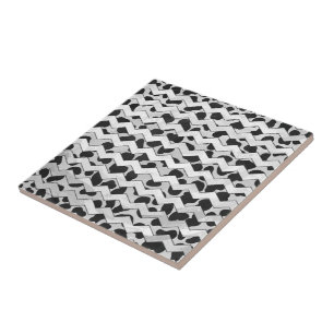 Dalmatian Black and White Chvron Tile