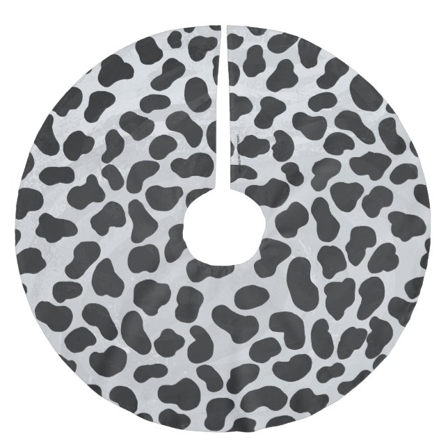 Dalmatian Black and White Print Brushed Polyester Tree Skirt (Front)