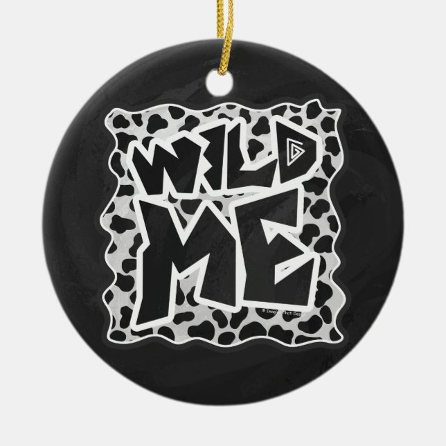 Dalmatian Black and White with Wild Me Ceramic Ornament (Front)